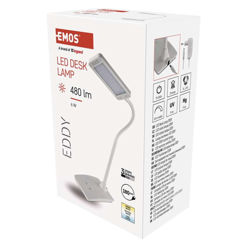 EMOS Z7599W, Eddy LED asztali lámpa, fehér – 3. kép