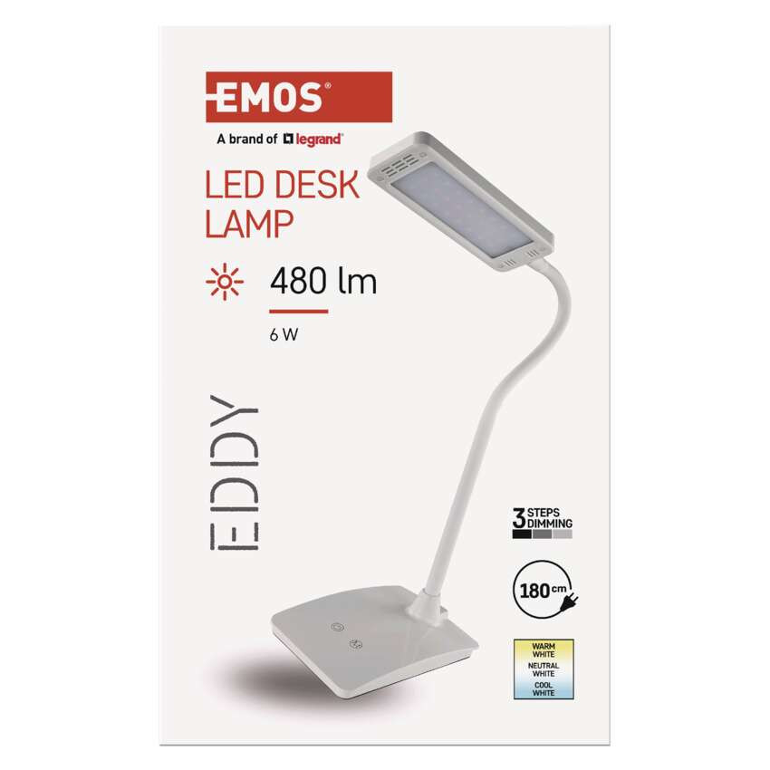 EMOS Z7599W, Eddy LED asztali lámpa, fehér – 8. kép