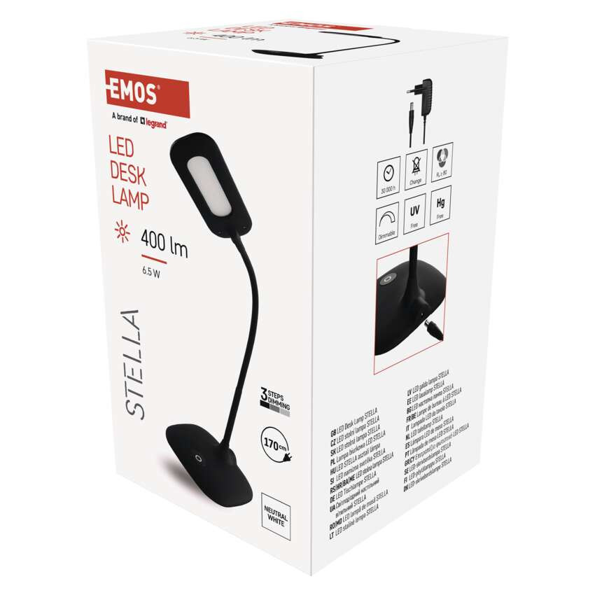 EMOS Z7602B, Stella LED asztali lámpa, fekete – 3. kép