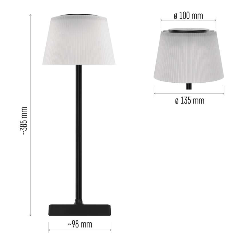 EMOS Z7630B, EMOS Katie LED asztali lámpa, újratölthető, fekete – 2. kép
