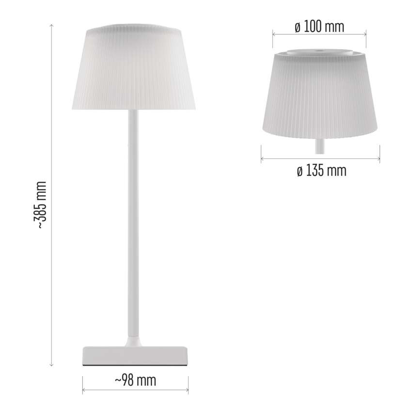 EMOS Z7630W, EMOS Katie LED asztali lámpa, újratölthető, fehér – 2. kép