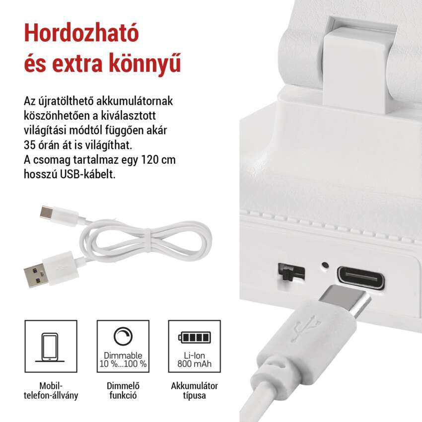 EMOS Z7631, AMY LED asztali lámpa, újratölthető – 6. kép