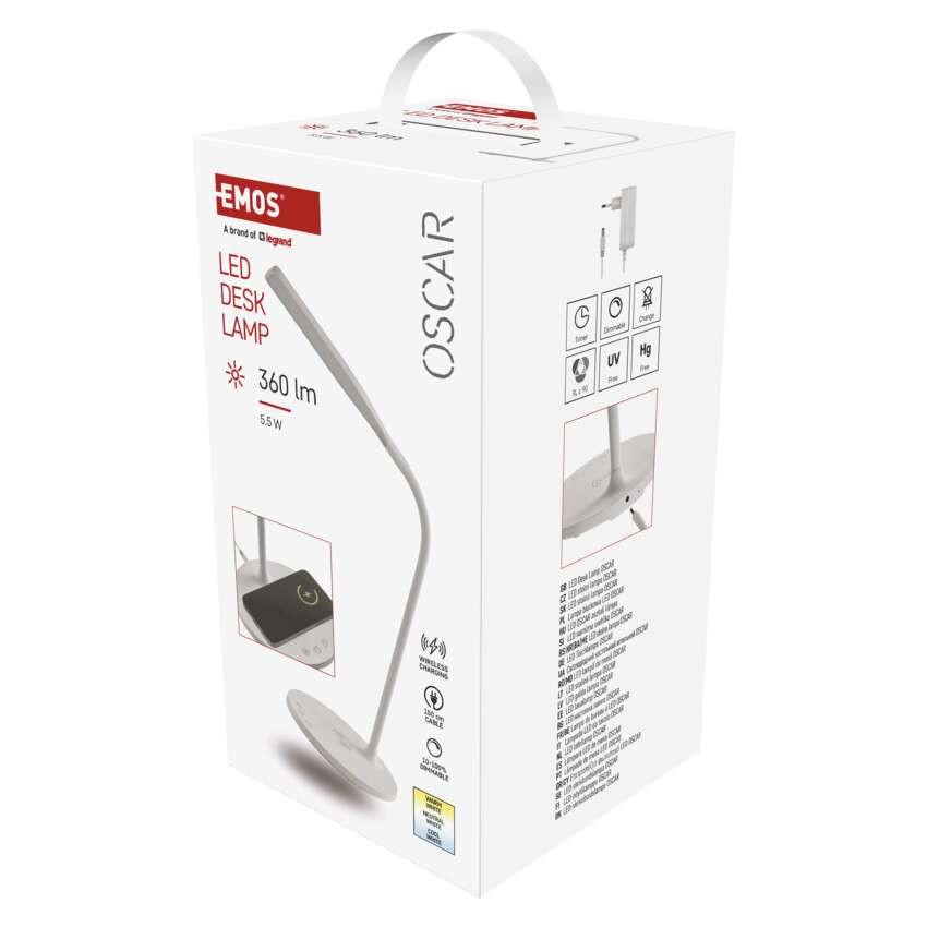 EMOS Z7637W, Oscar LED asztali lámpa, fehér – 4. kép