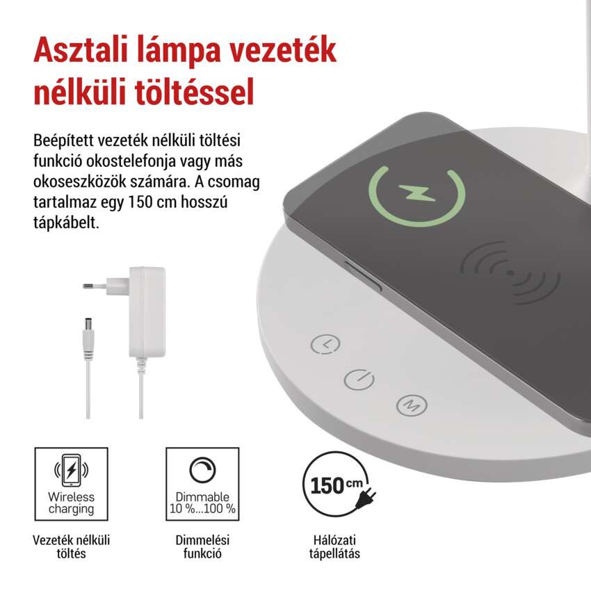 EMOS Z7637W, Oscar LED asztali lámpa, fehér – 6. kép
