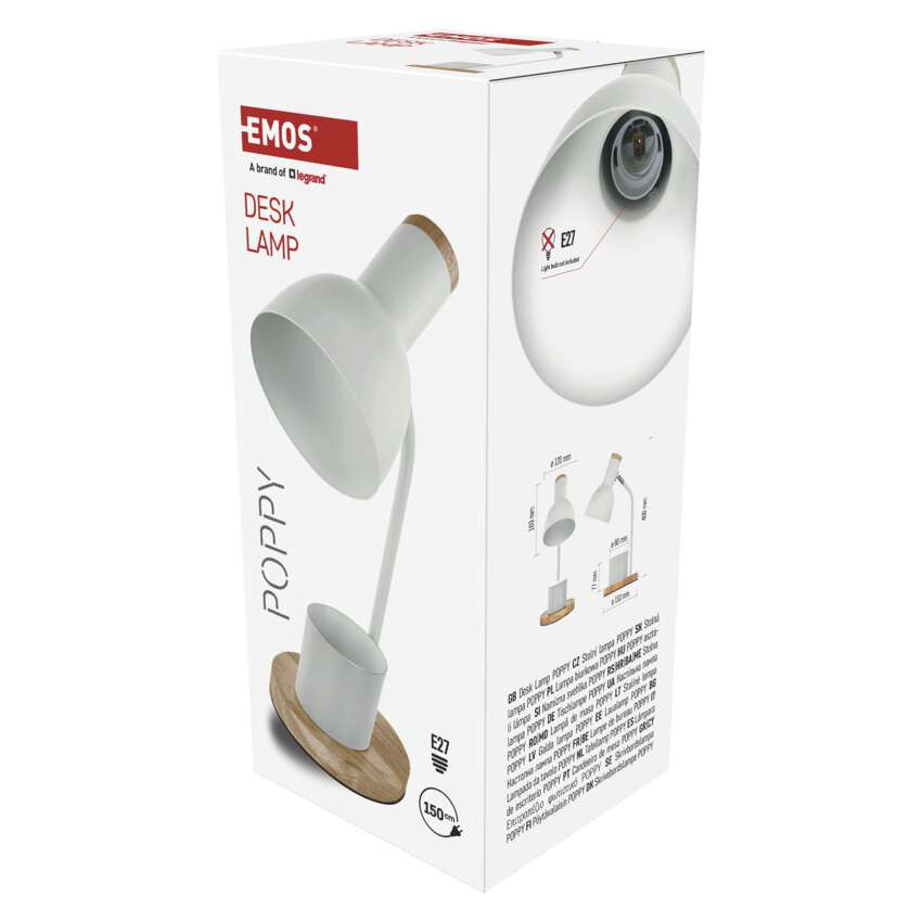 EMOS Z7640W, EMOS Poppy asztali lámpa E27 IP20, fehér – 4. kép