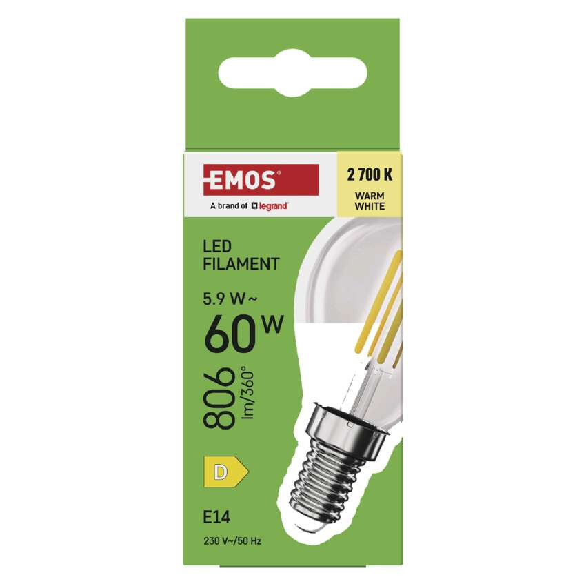 EMOS ZF1D42, LED izzó Filament Mini Globe / E14 / 5,9 W (60 W) / 806 lm / Meleg fehér – 5. kép