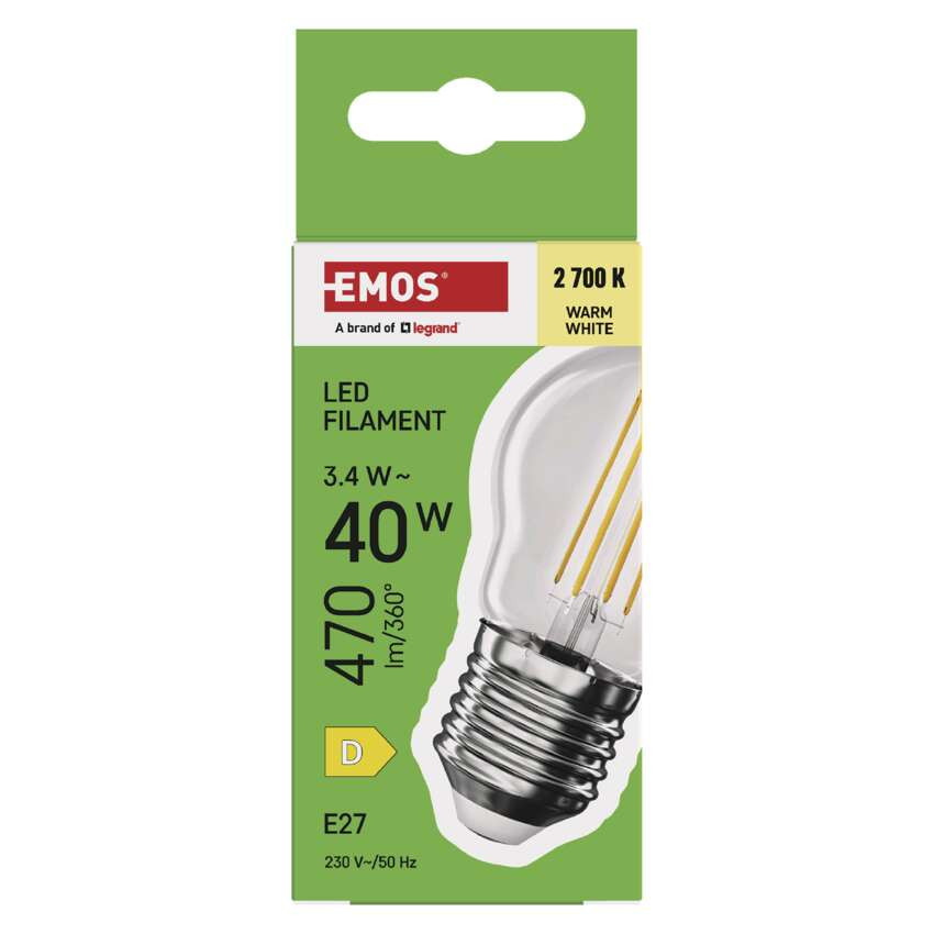 EMOS ZF6D22, LED izzó Filament Mini Globe / E27 / 3,4 W (40 W) / 470 lm / Meleg fehér – 5. kép