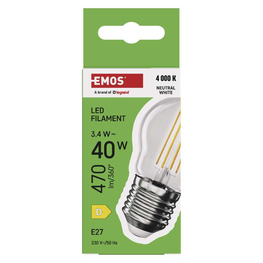 EMOS ZF6D23, LED izzó Filament Mini Globe / E27 / 3,4 W (40 W) / 470 lm / Természetes fehér – 5. kép