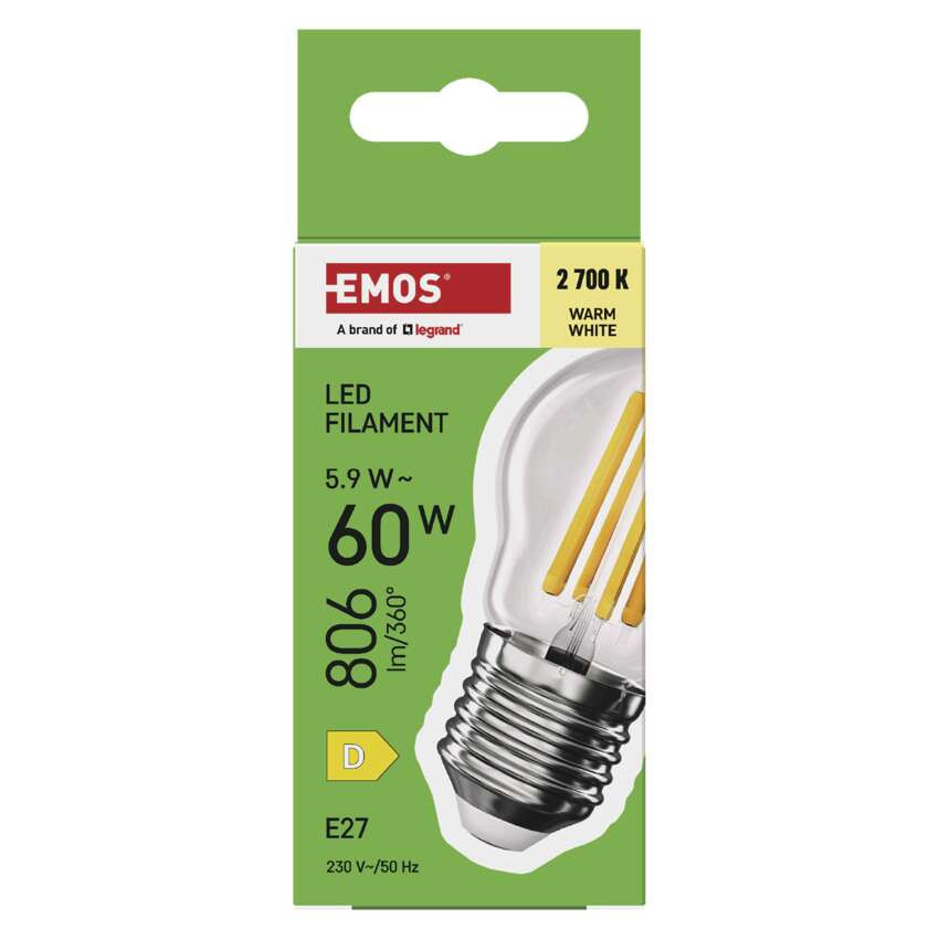 EMOS ZF6D42, LED izzó Filament Mini Globe / E27 / 5,9 W (60 W) / 806 lm / Meleg fehér – 5. kép