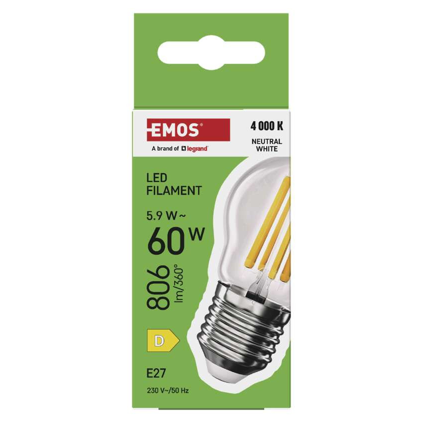 EMOS ZF6D43, LED izzó Filament Mini Globe / E27 / 5,9 W (60 W) / 806 lm / Természetes fehér – 5. kép