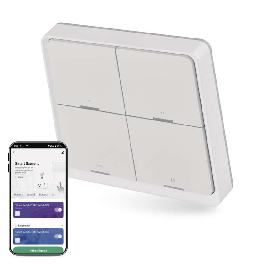 EMOS H5013, GoSmart Okos hordozható 4 funkciós szcenárió kapcsoló IP-2004ZW, ZigBee 3.0