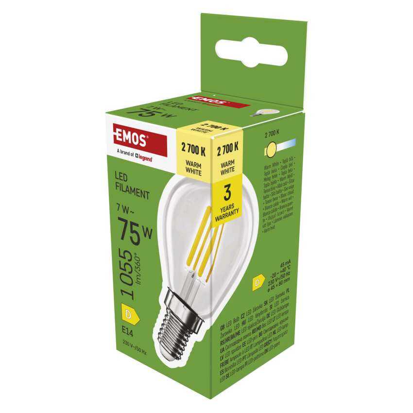 EMOS ZF1D52, LED izzó Filament Mini Globe / E14 / 7 W (75 W) / 1055 lm / meleg fehér – 8. kép