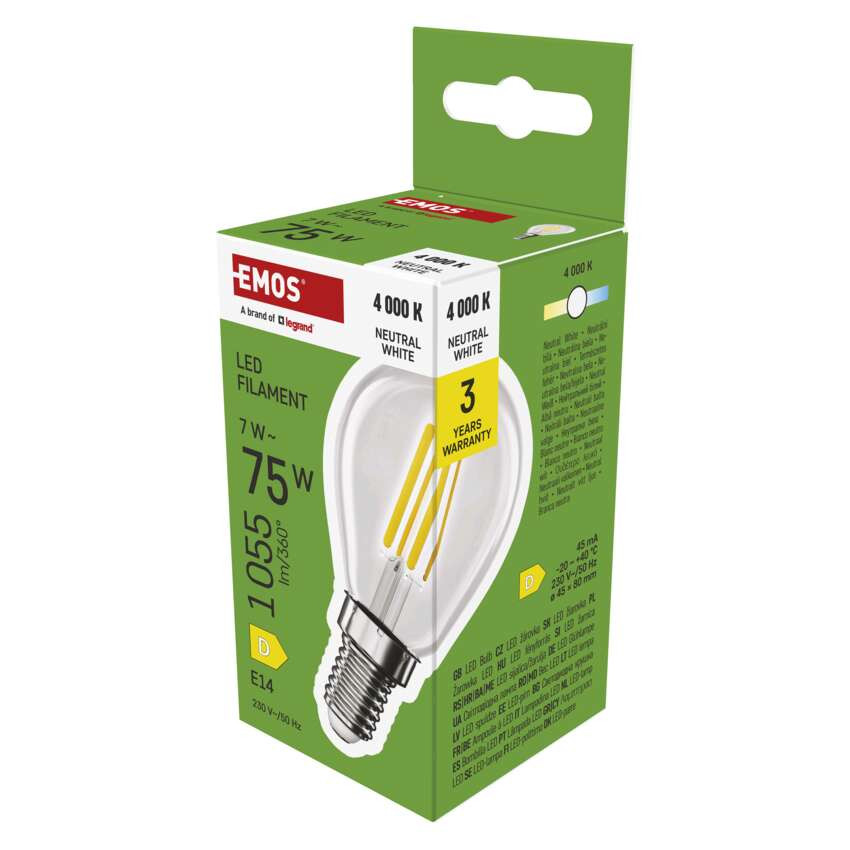 EMOS ZF1D53, LED izzó Filament Mini Globe / E14 / 7 W (75 W) / 1055 lm / természetes fehér – 8. kép